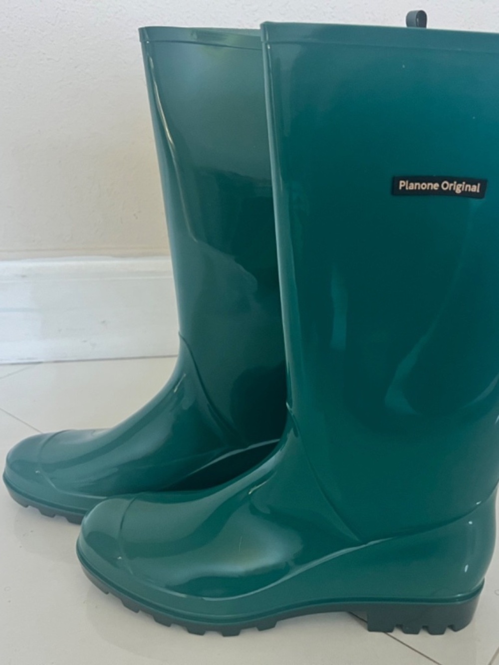 Planone Tall Rain Boot Women Waterproof Polo Teal Euro Size 42 US Women 11 Men 9